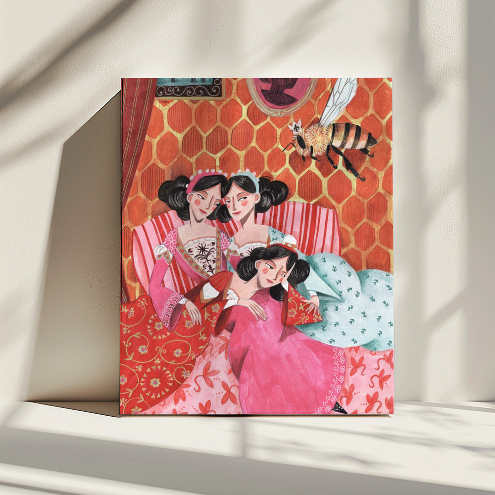 The queen bee and pink princesses | Canvas