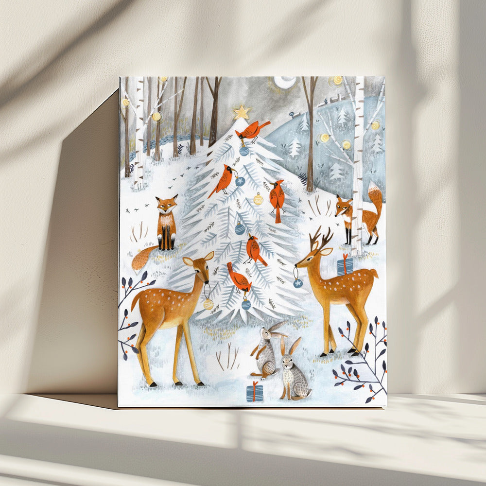 Christmas in the winter animal forest | Canvas
