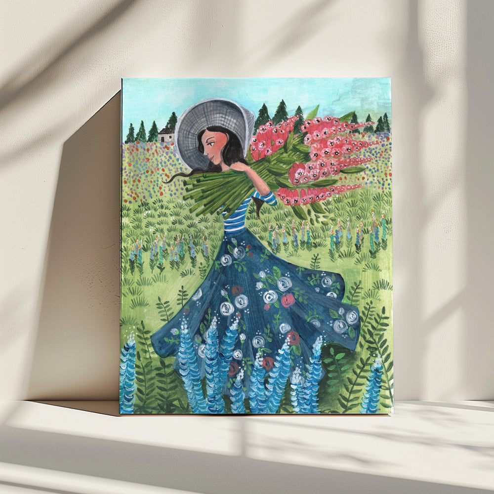 Walking with fieldflowers | Canvas