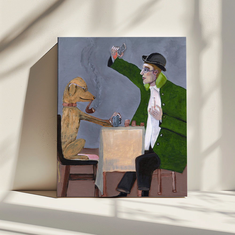 Humour Card Game with Dog Vintage | Canvas
