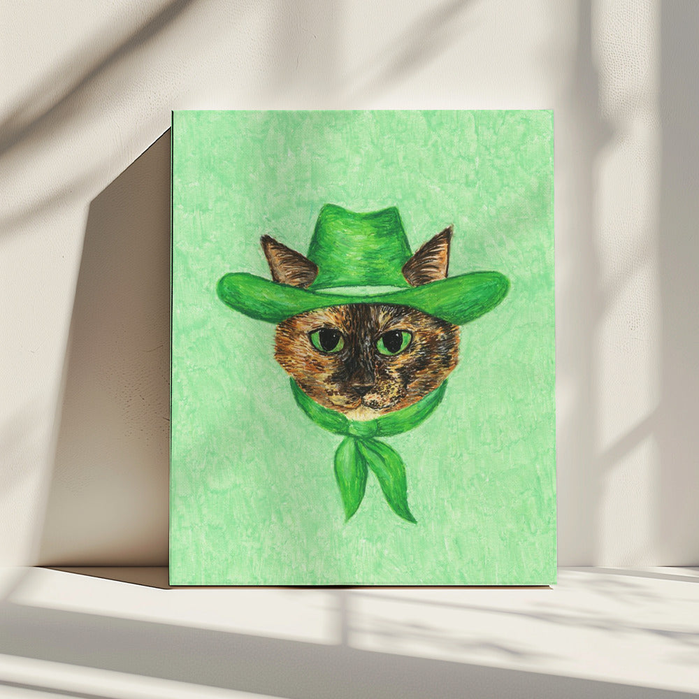 Tilly The Cowgirl Tortie Cat | Canvas