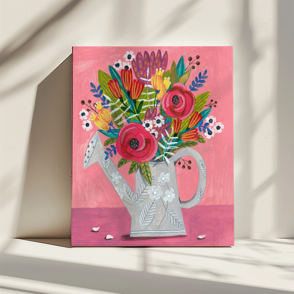 Watering Can with Flowers | Canvas