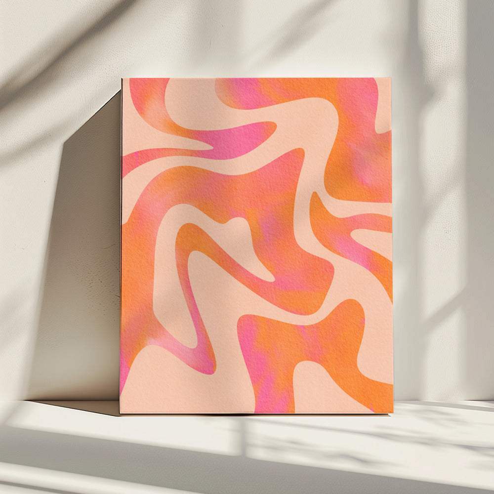 Abstract Wave - Peach Fuzz | Canvas