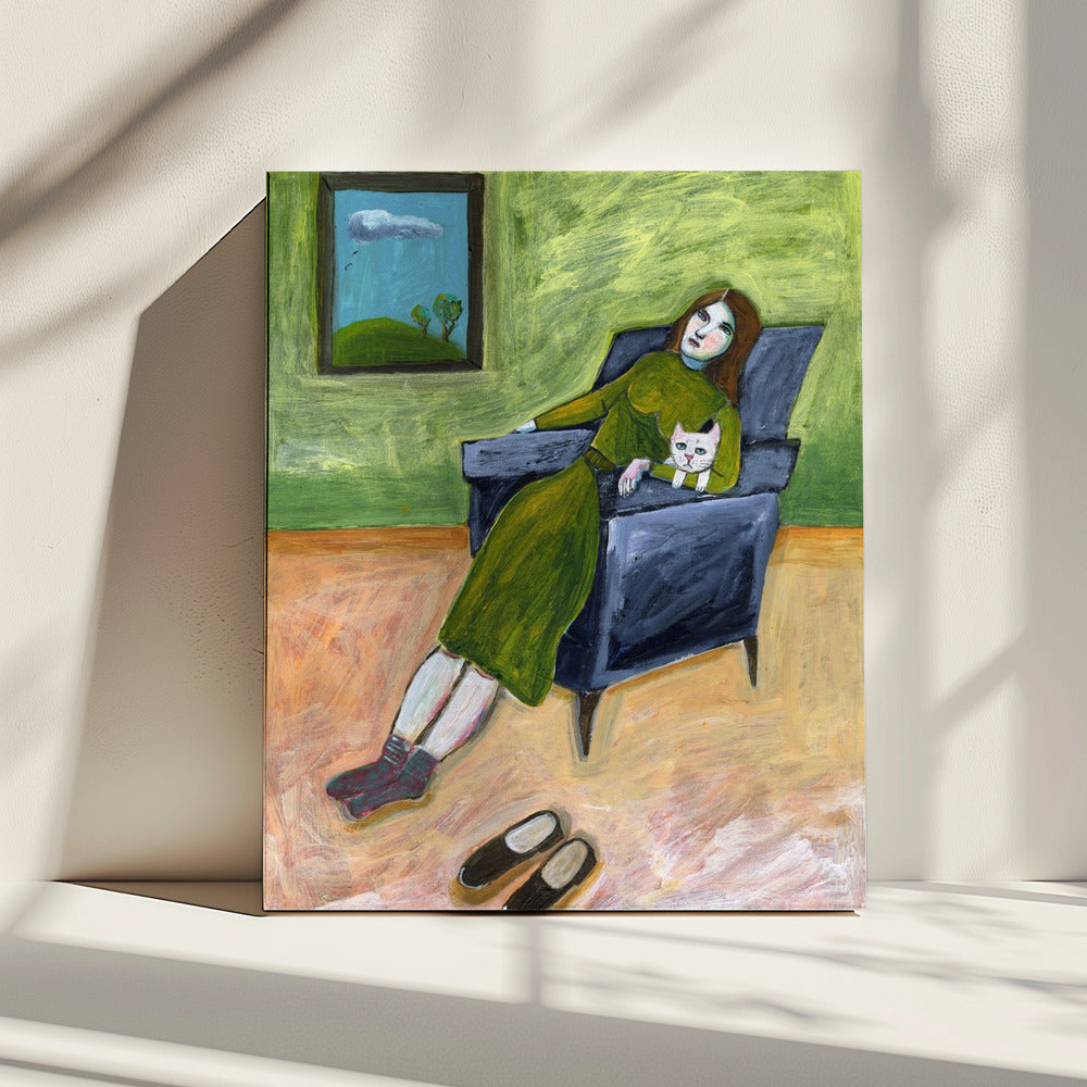 Lady with Cat | Canvas