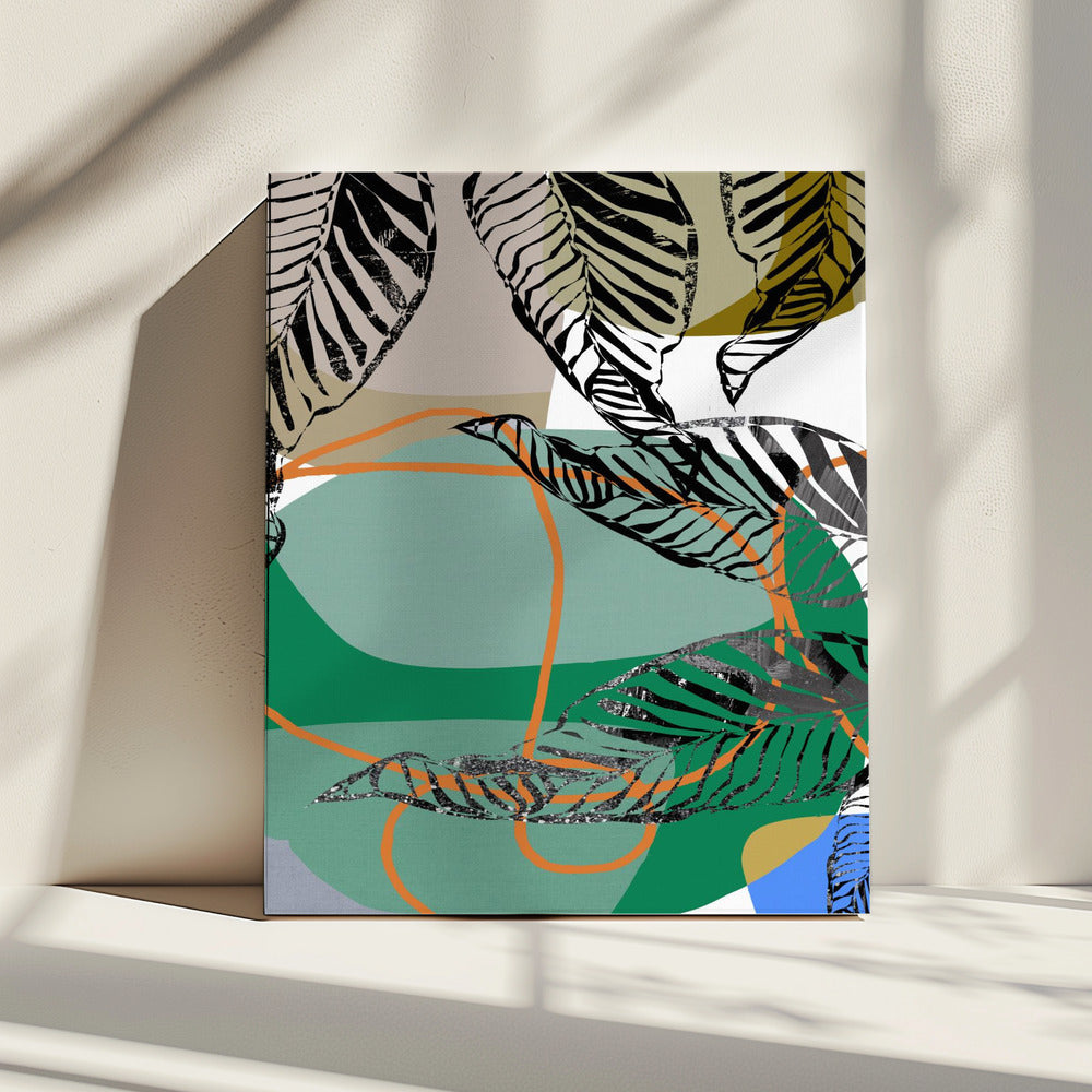 Abstract Black Leaves With Colour No2 | Canvas