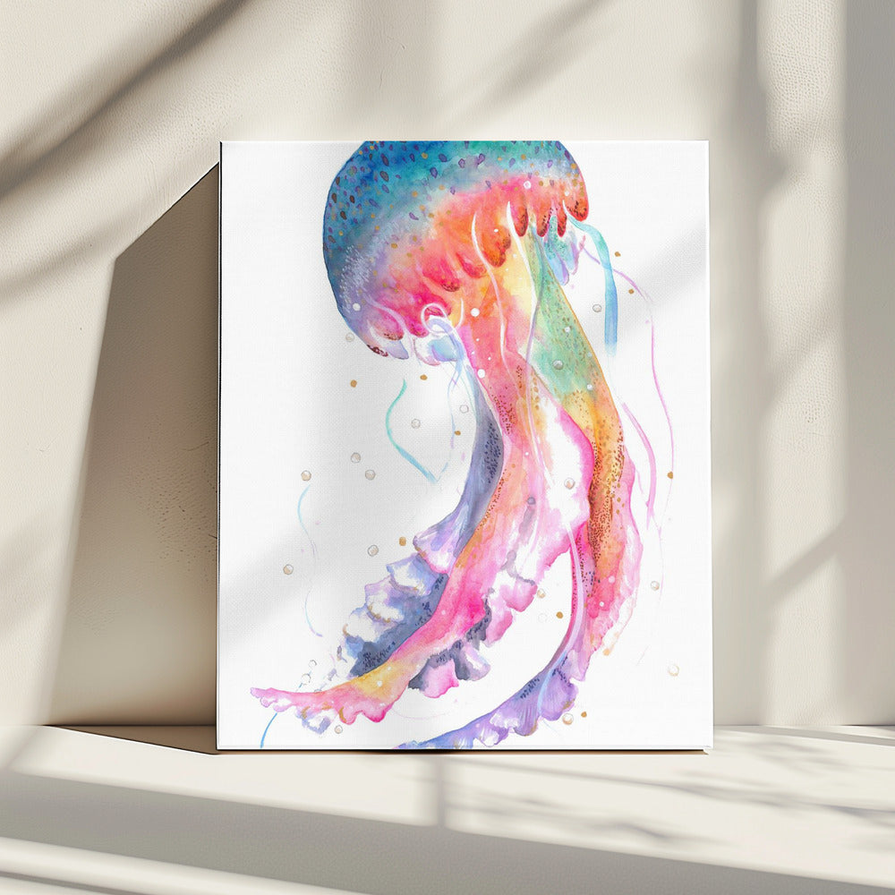 Jellyfish With Rainbow Hues | Canvas