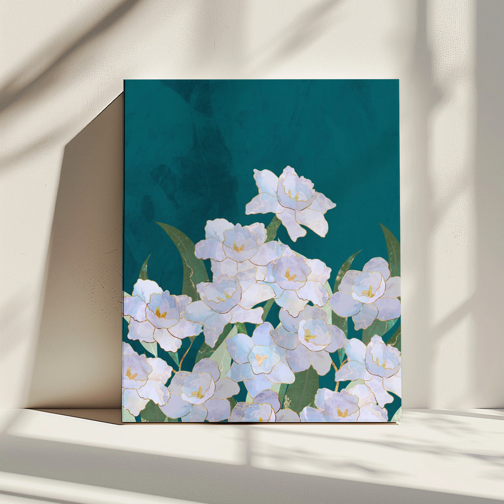 Narcissuss Flowers Turquouise | Canvas
