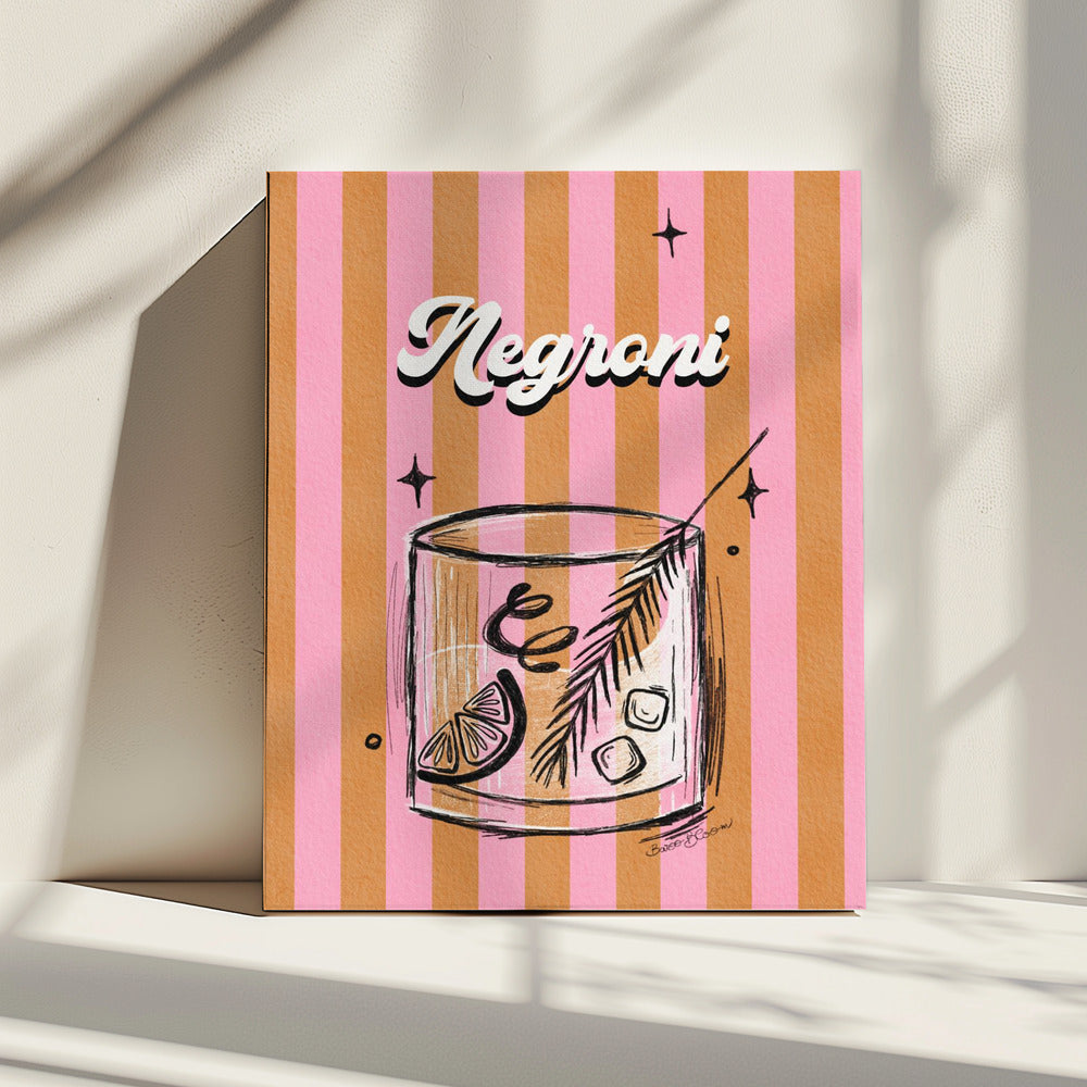 Negroni Drink on Stripes | Canvas