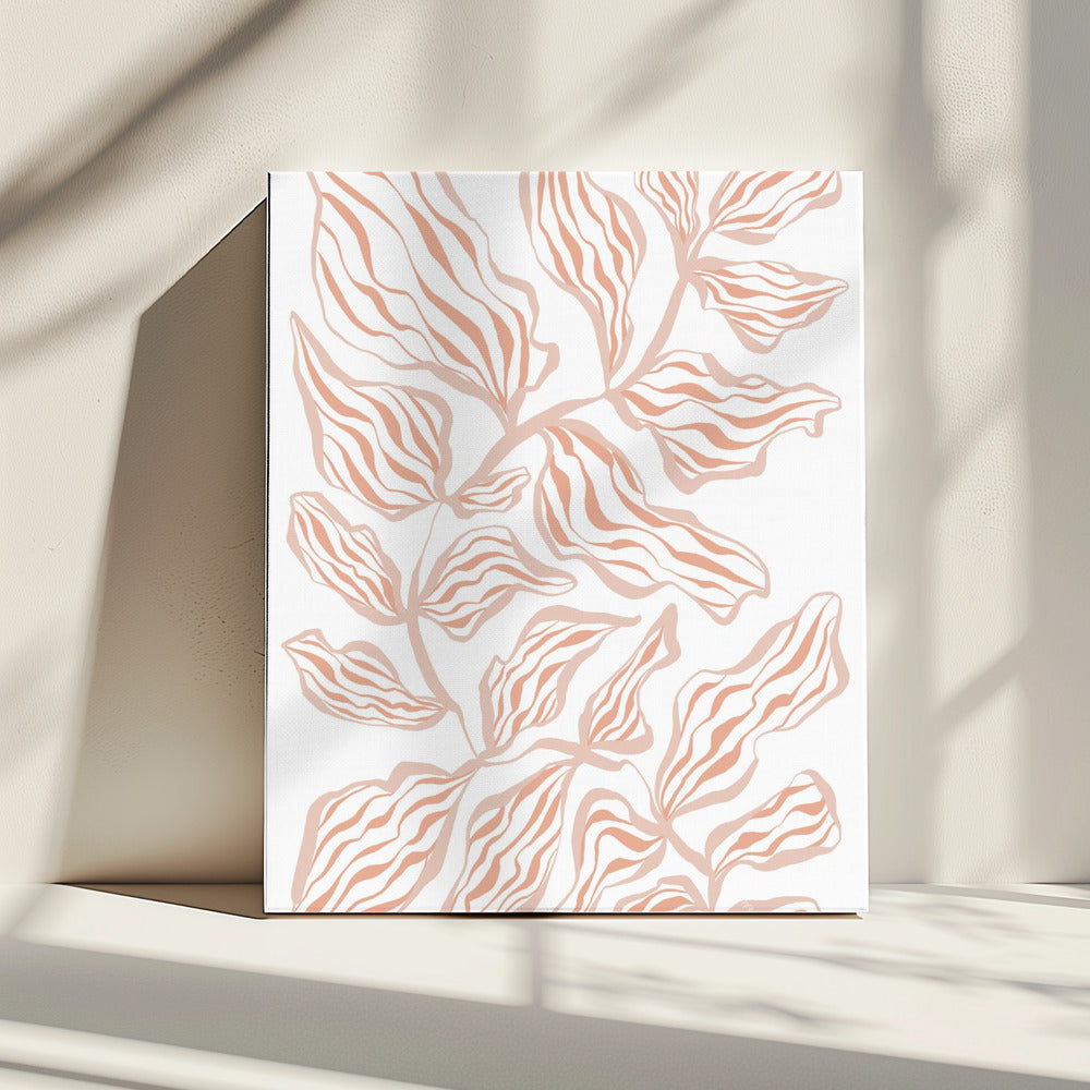Coral Leaves On A White Background | Canvas