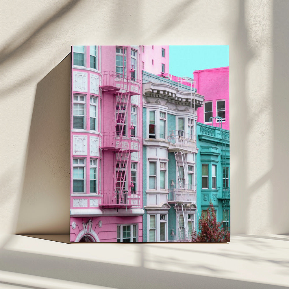 Pink and Blue Row Houses in San Francisco | Canvas