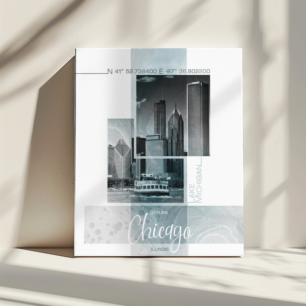 Poster Art CHICAGO Skyline | turquoise marble | Canvas