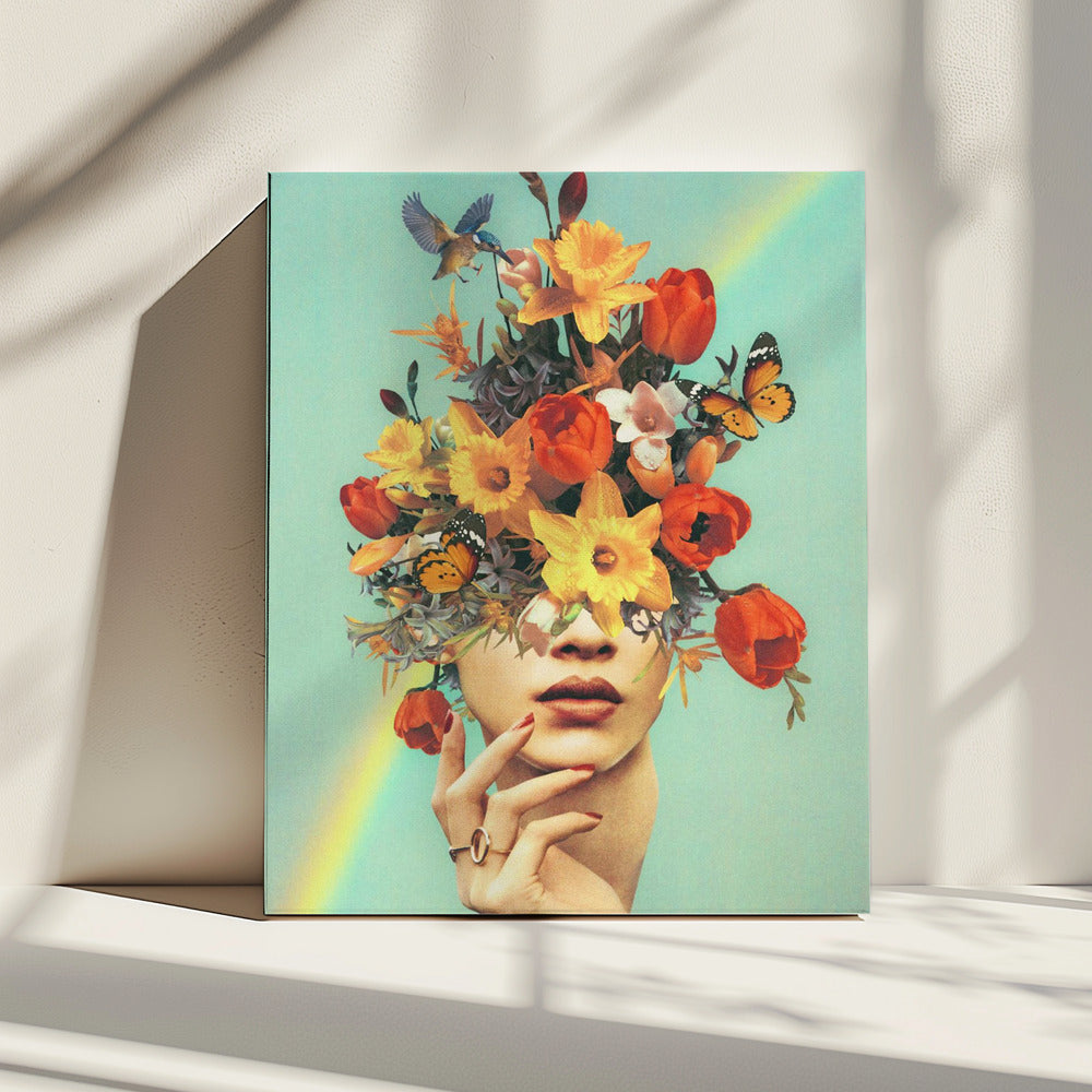 Baby&#039;s in bloom - Rainbow, flowers, birds &amp; butterflies | Canvas