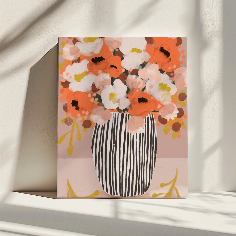 Striped Vase Blooms | Canvas