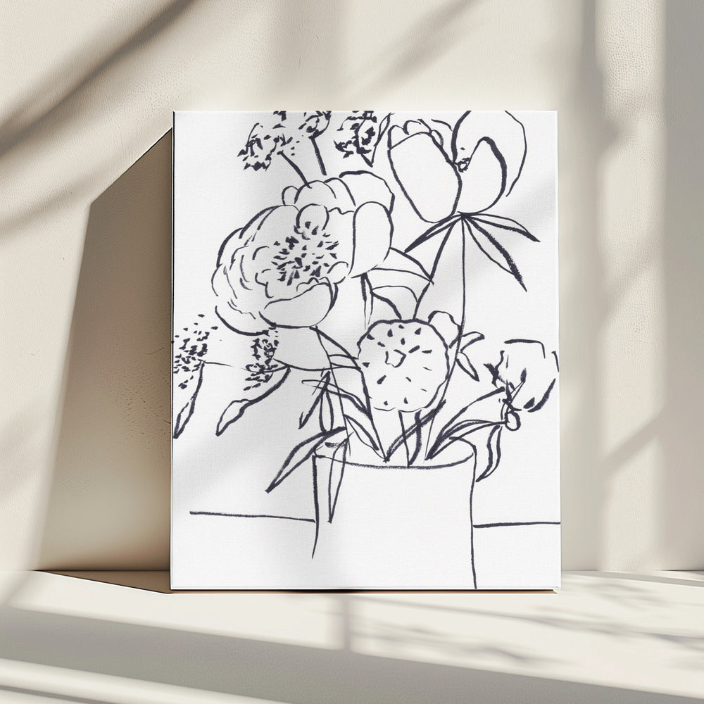 Black and White Floral Large | Canvas