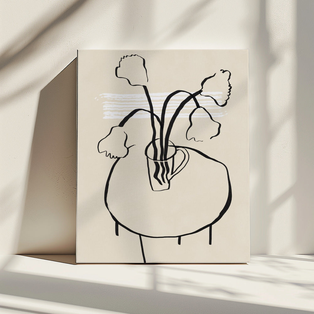 Flower decor on a round table | Canvas