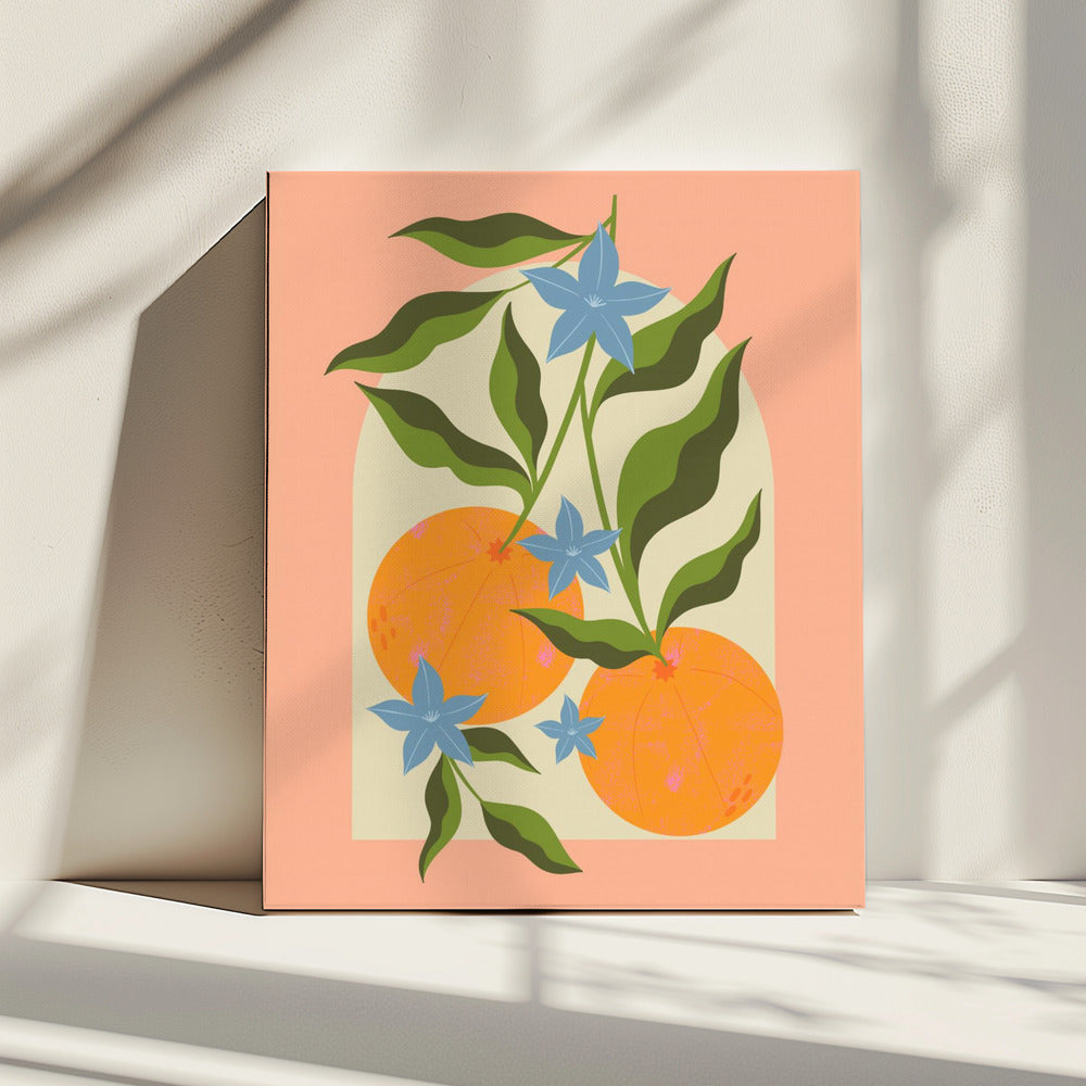 Orange Branch with Flowers | Canvas