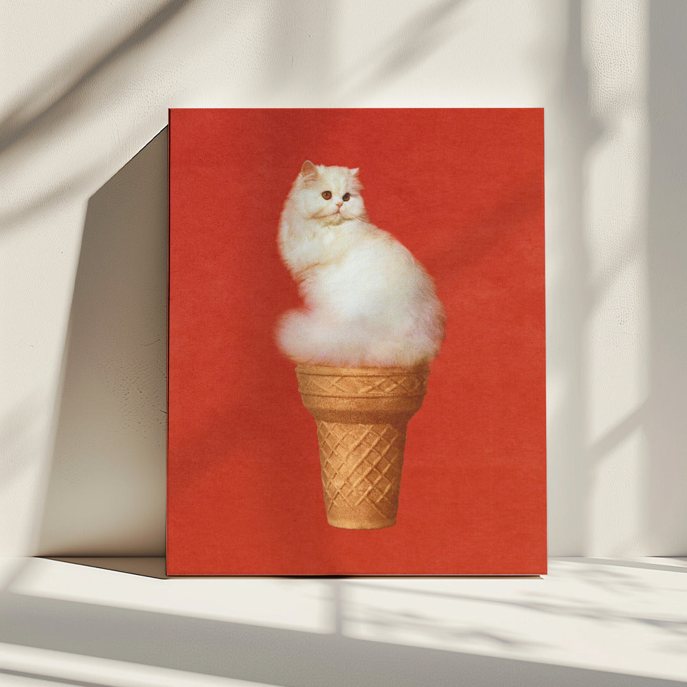Cat Ice Cream Red | Canvas