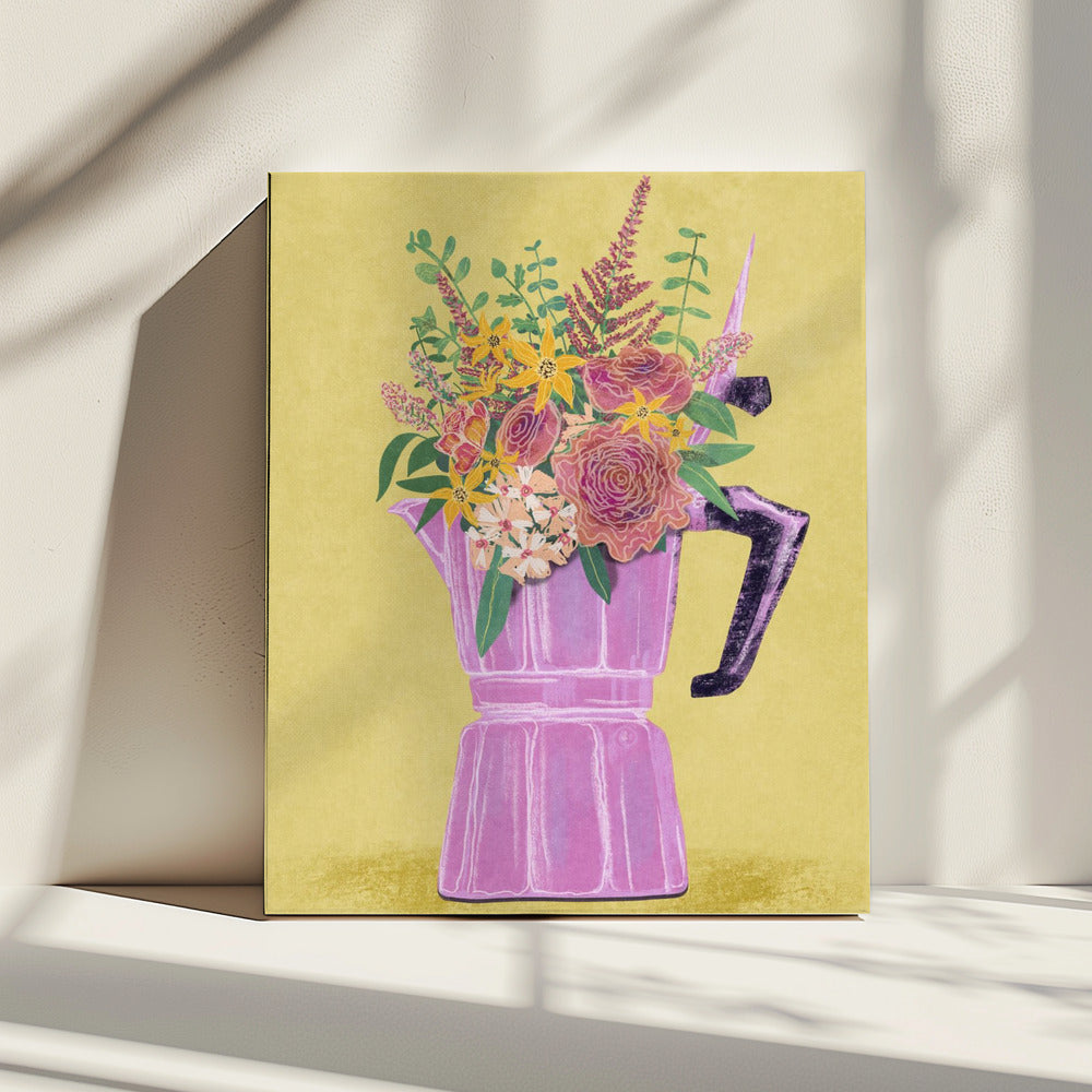 Espresso Maker with Flowers | Canvas