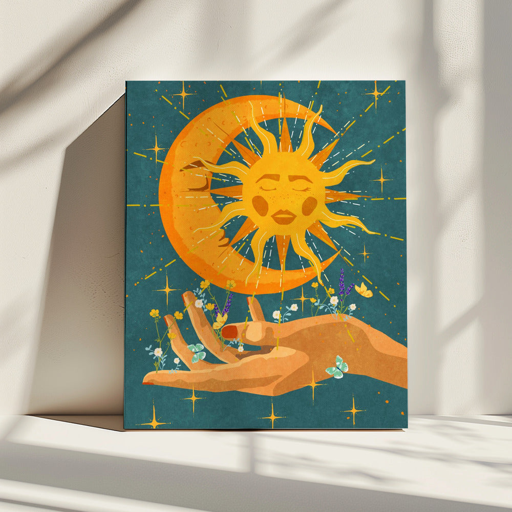 Sun and moon in my hand | Canvas