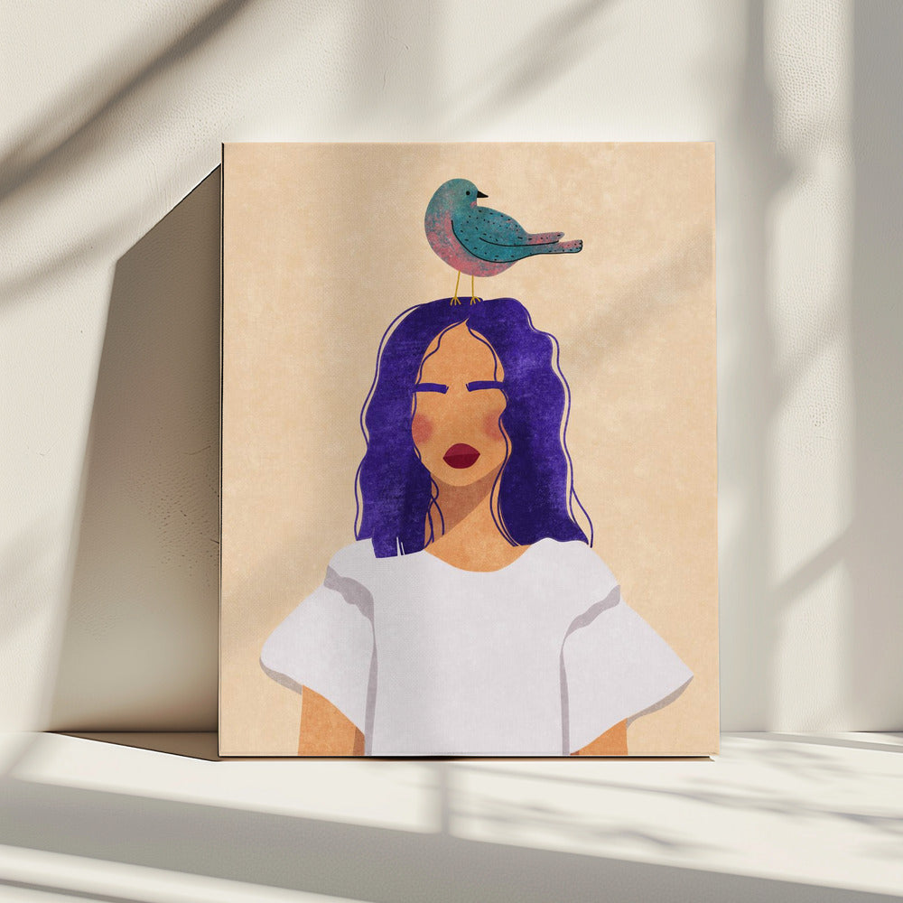 Girl with bird | Canvas