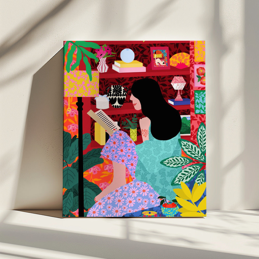 Girl Reading Her Favorite Book | Canvas