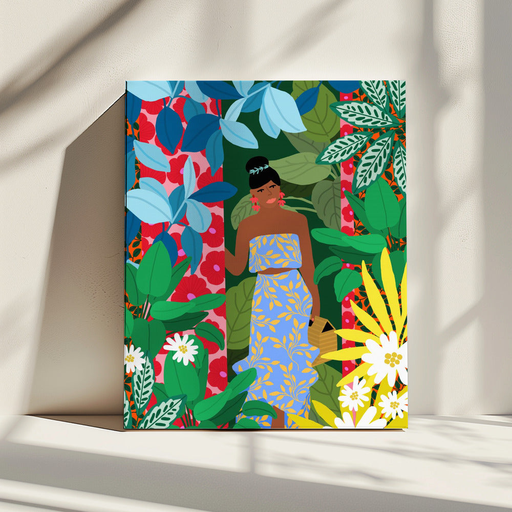 Woman In A Dress With Flowers | Canvas
