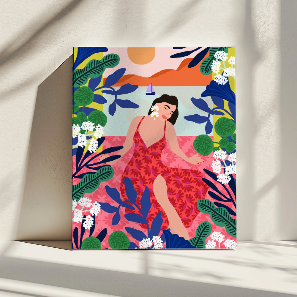 Floral Sunset Girl | Canvas