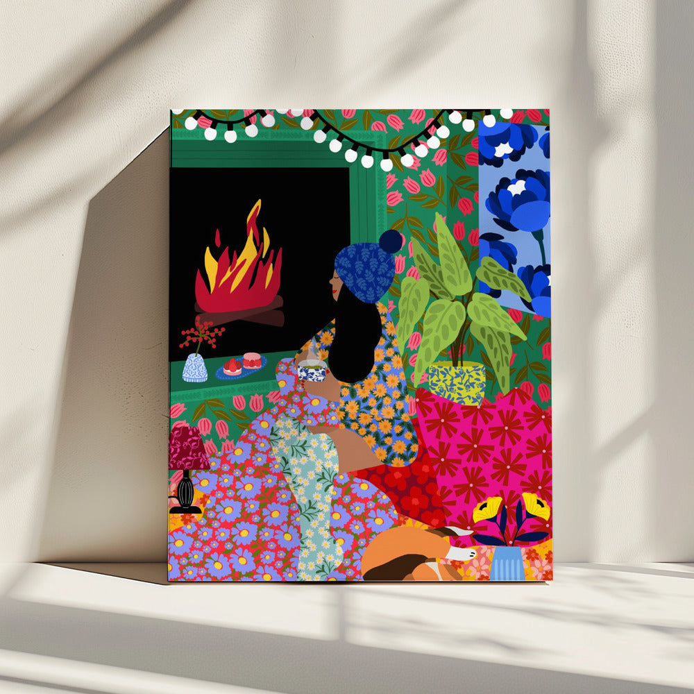 Relaxing In Front of My Fireplace | Canvas