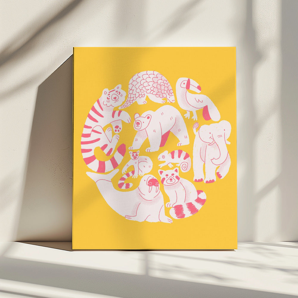 Yellow Animal Collage | Canvas