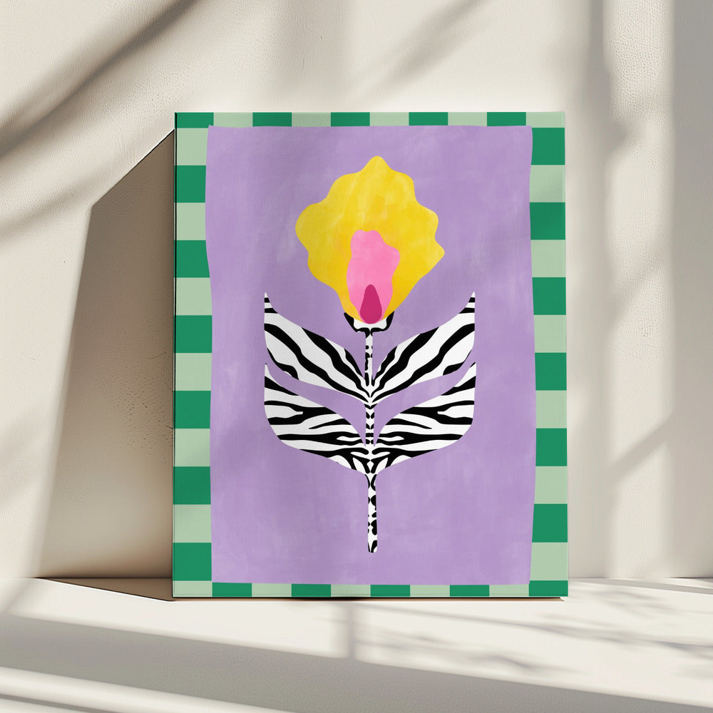 Flower with Zebra Patterned Leaves | Canvas