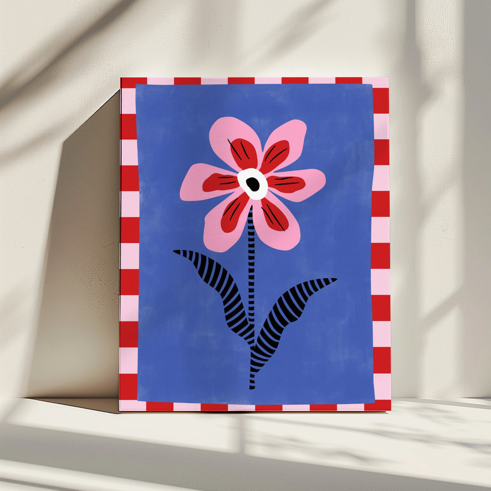 Flower with Pink Petals and Striped Leaves | Canvas