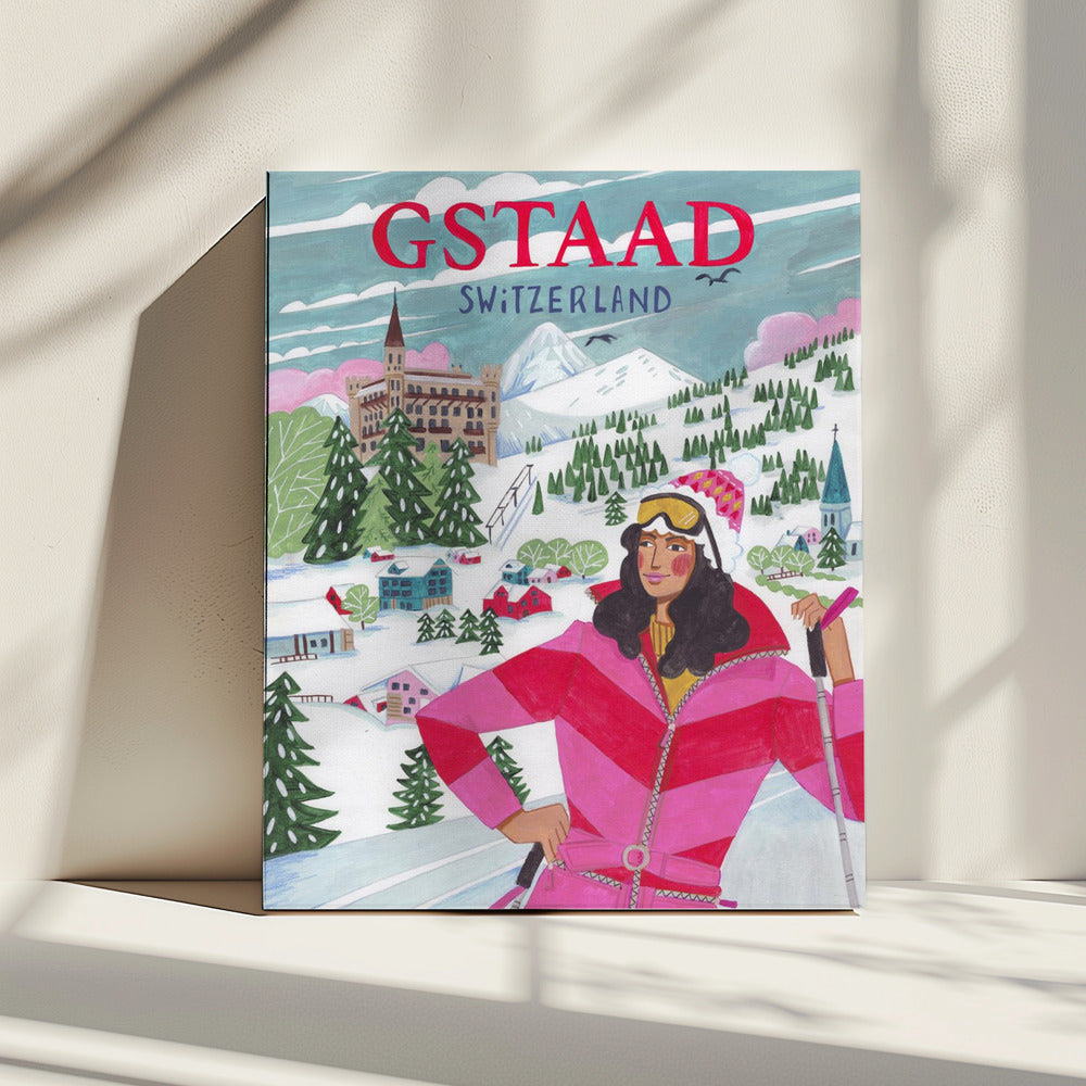Travel Poster Woman in Gstaad, Switzerland | Canvas