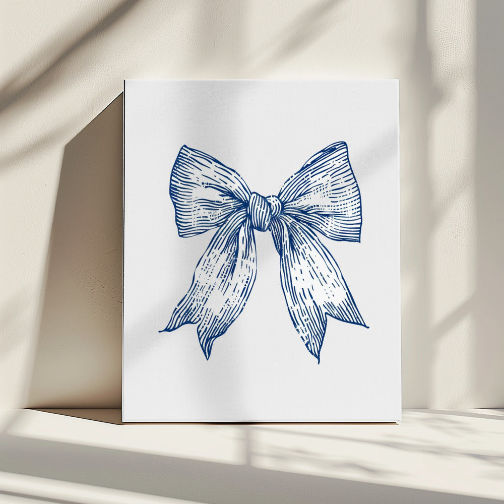 Dark Blue Coastal Striped Bow | Canvas
