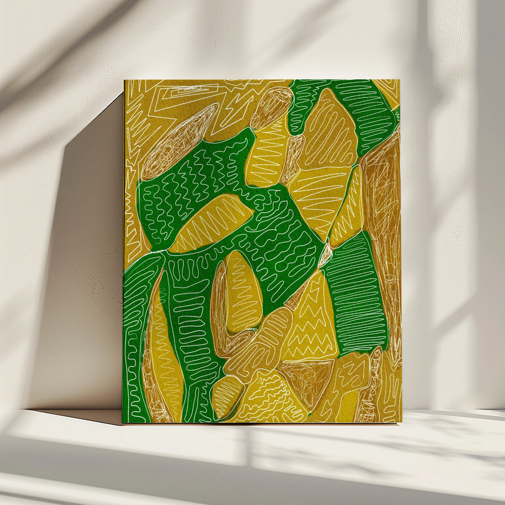 Gold and green abstract | Canvas