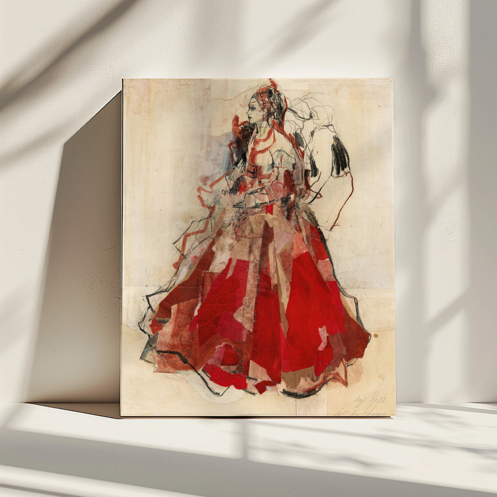 Woman in a Vibrant Red Dress | Canvas