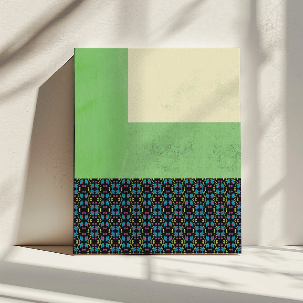 Pastel green and nyonya pattern collage | Canvas