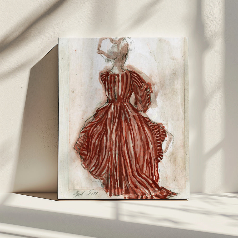 Woman In A Red Striped Dress | Canvas