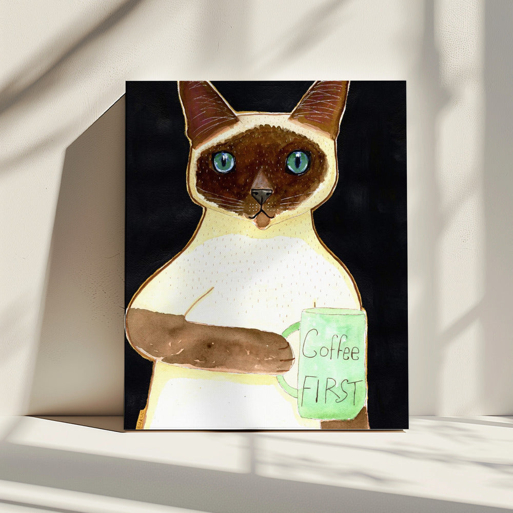 coffee cat 2 Siamese | Canvas