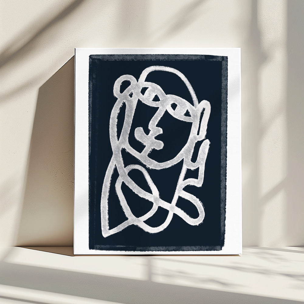 Navy Abstract Line Drawing | Canvas