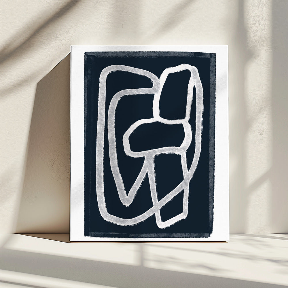 Navy Abstract Lines | Canvas