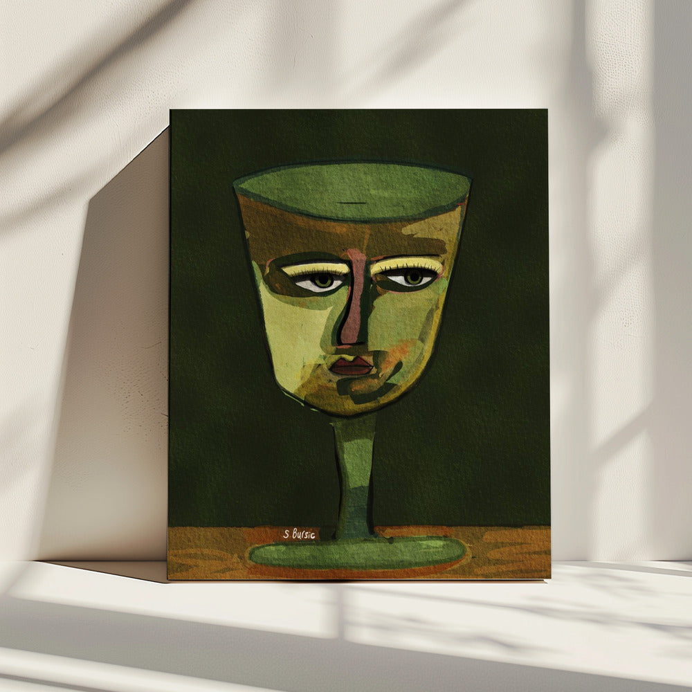 Wine Glass Lady green | Canvas