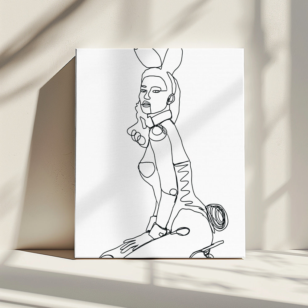 Line Drawing of Bunny Lady | Canvas