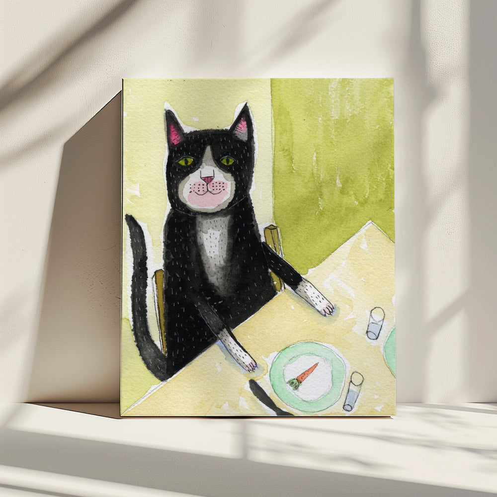 Cat having dinner | Canvas