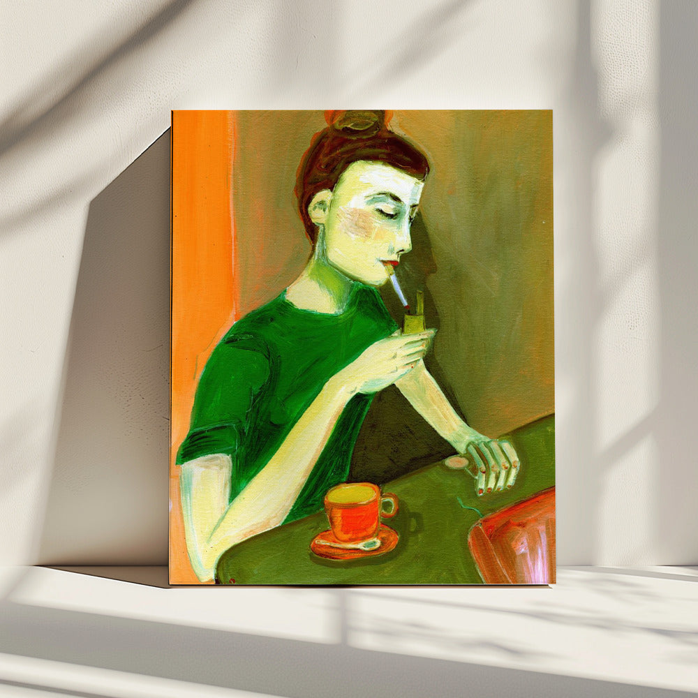 Lady lighting cigarette | Canvas