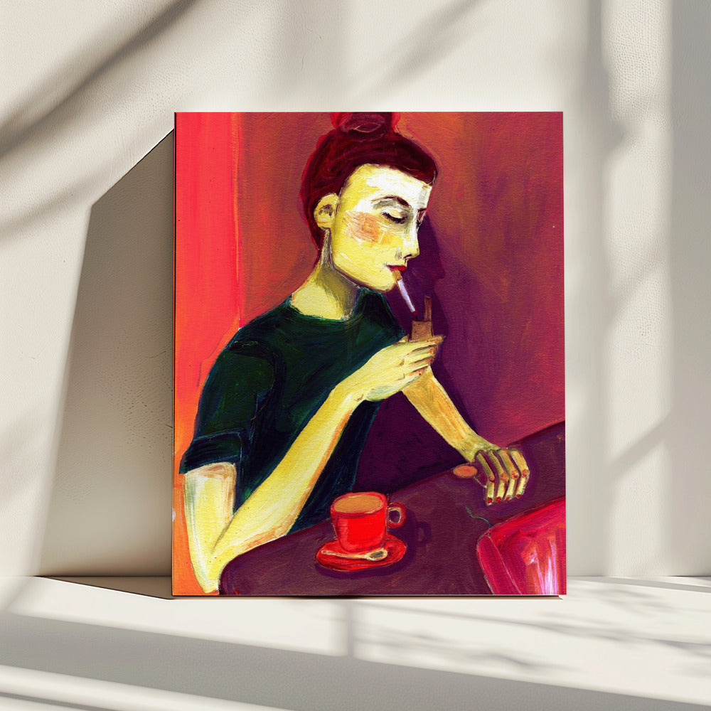 Lady lighting cigarette | Canvas