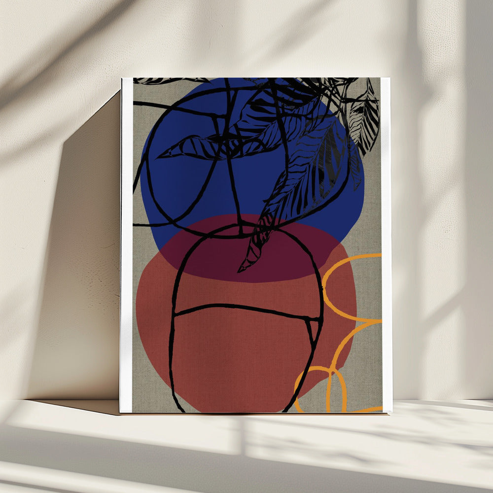 Woodblock Leaf Purple Blue Red Abstract 3 Final | Canvas