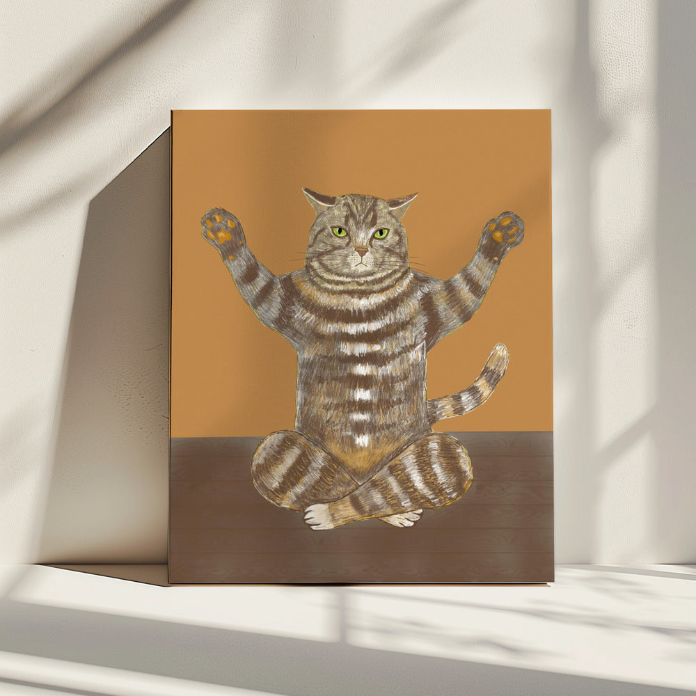 Yoga Cat Tan Background | Canvas