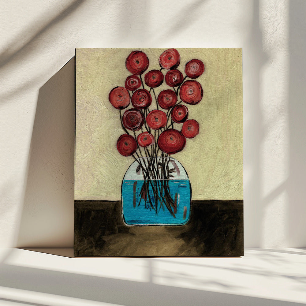 Poppies in Vase Tan | Canvas