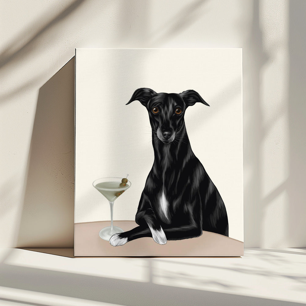 Classy Greyhound with Martini | Canvas