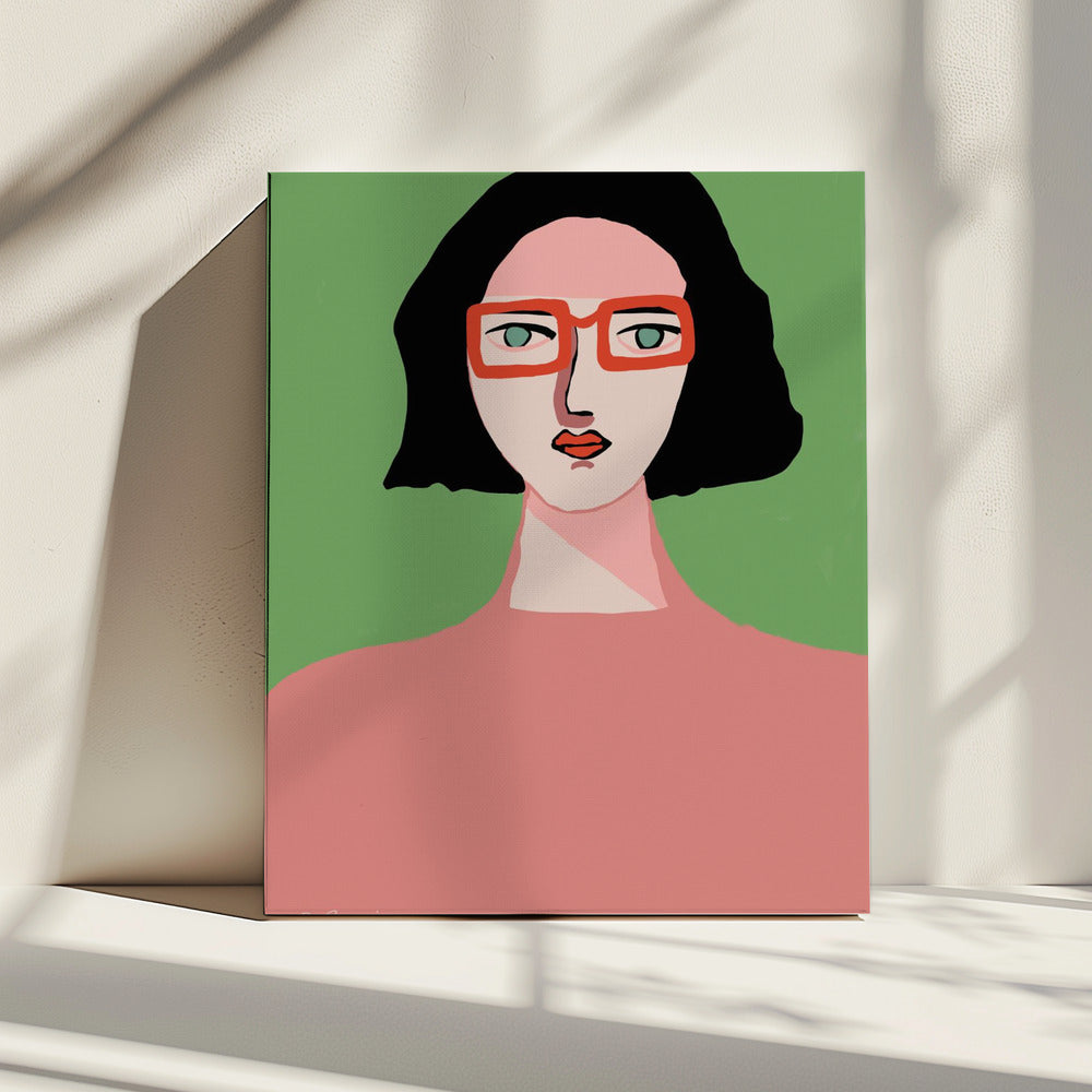 Lady with Red Glasses | Canvas